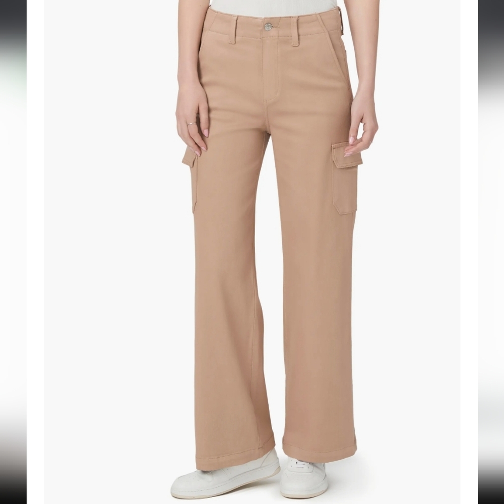 Paige Carly Coated High Waist Wide Leg Cargo Pants-NWT